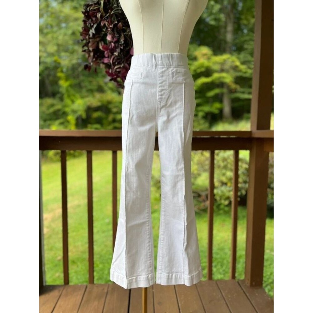 Liverpool Los Angeles White Cropped Kick Flare Pull On Pants 8/29